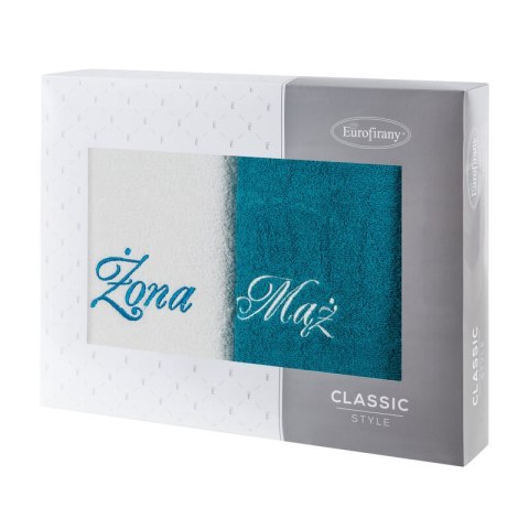 KOMPLET RĘCZNIKÓW MĄŻ ŻONA 47 X 37 X 7 CM BIAŁY