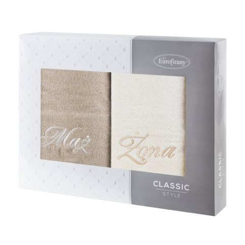 KOMPLET RĘCZNIKÓW MĄŻ ŻONA 47 X 37 X 7 CM KREMOWY KOMPLET RĘCZNIKÓW MĄŻ ŻONA 47 X 37 X 7 CM KREMOWY