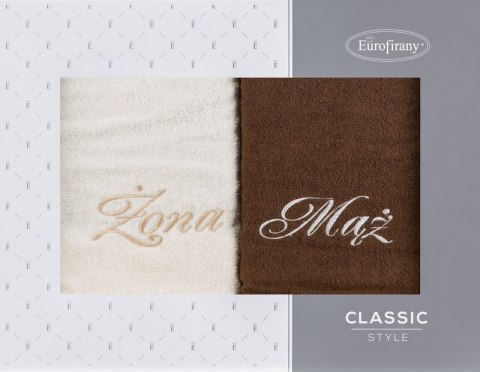 KOMPLET RĘCZNIKÓW MĄŻ ŻONA 47 X 37 X 7 CM KREMOWY
