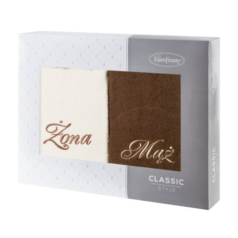 KOMPLET RĘCZNIKÓW MĄŻ ŻONA 47 X 37 X 7 CM KREMOWY