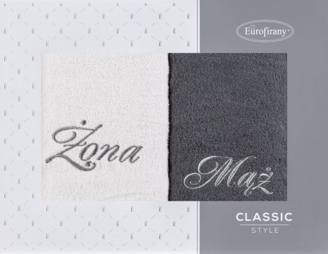 KOMPLET RĘCZNIKÓW MĄŻ ŻONA 47 X 37 X 7 CM SREBRNY KOMPLET RĘCZNIKÓW MĄŻ ŻONA 47 X 37 X 7 CM SREBRNY