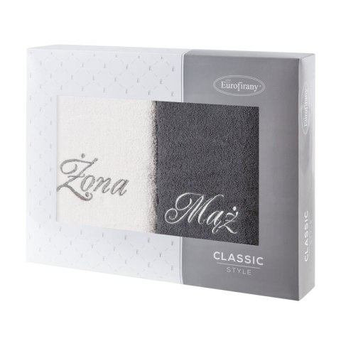 KOMPLET RĘCZNIKÓW MĄŻ ŻONA 47 X 37 X 7 CM SREBRNY KOMPLET RĘCZNIKÓW MĄŻ ŻONA 47 X 37 X 7 CM SREBRNY