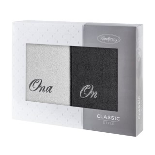 KOMPLET RĘCZNIKÓW ON ONA 47 X 37 X 7 CM SREBRNY