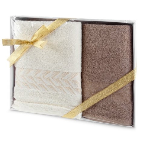 KOMPLET RĘCZNIKÓW GLOW 42 X 33 X 5 CM KREMOWY