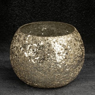 SZKLANY ŚWIECZNIK DEKORACYJNY MELIA (04) O 10 X 14 CM ZŁOTY