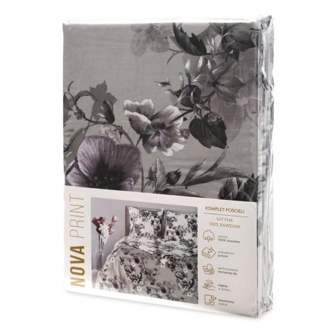 KOMPLET POŚCIELI SATYNOWEJ NIKA 54 220 X 200 CM POPIELATY KOMPLET POŚCIELI SATYNOWEJ NIKA 54 220 X 200 CM POPIELATY