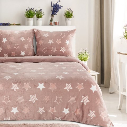 KOMPLET POŚCIELI FLANO 4 220 X 200 CM PUDROWY RÓŻ