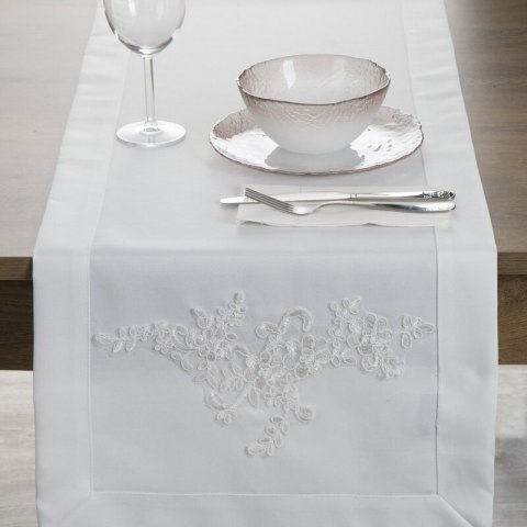 OBRUS BARI 40 X 140 CM BIAŁY OBRUS BARI 40 X 140 CM BIAŁY