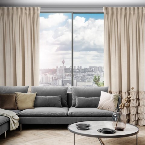 ZASŁONA GOTOWA DANI NA TAŚMIE 140 X 270 CM BEŻOWY ZASŁONA GOTOWA DANI NA TAŚMIE 140 X 270 CM BEŻOWY