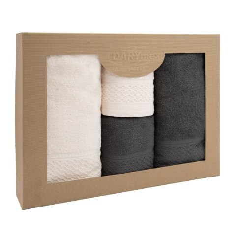 Ręcznik D Bawełna 100% Solano Krem + Ciemny Popiel (P) 2x50x90+2x70x140 kpl. Ręcznik D Bawełna 100% Solano Krem + Ciemny Popiel (P) 2x50x90+2x70x140 kpl.