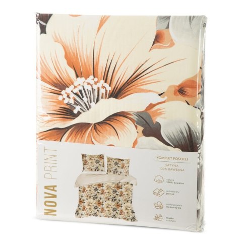 KOMPLET POŚCIELI SATYNOWEJ NIKA 51 160 X 200 CM CIEMNOKREMOWY