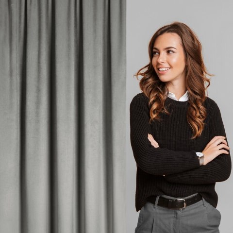 ZASŁONA GOTOWA MARLEN NA TAŚMIE 140 X 270 CM STALOWY ZASŁONA GOTOWA MARLEN NA TAŚMIE 140 X 270 CM STALOWY