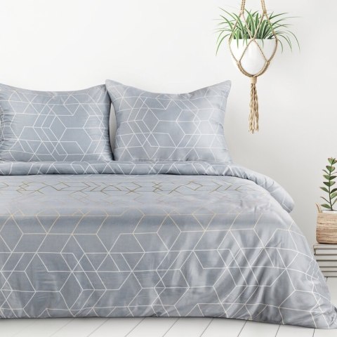 POŚCIEL D91 GEO 02 220 X 200 CM STALOWY