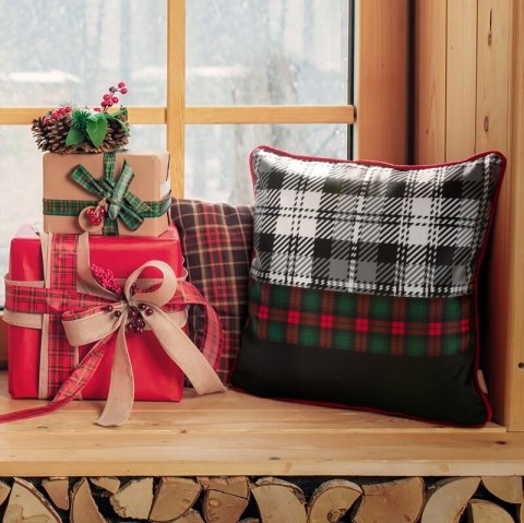 POSZEWKA ŚWIATECZNA SANTA02 45 X 45 CM CZARNY POSZEWKA ŚWIATECZNA SANTA02 45 X 45 CM CZARNY