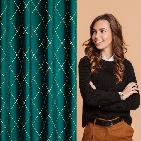 ZASŁONA DEKORACYJNA PIERRE CARDIN MARGO 140 X 250 CM TURKUSOWY