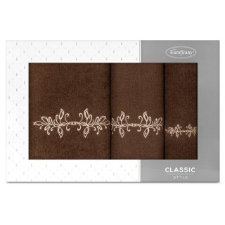 KOMPLET RĘCZNIKÓW 3 56 X 36 X 7 CM BRĄZOWY