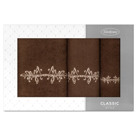 KOMPLET RĘCZNIKÓW 3 56 X 36 X 7 CM BRĄZOWY