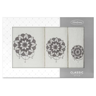 KOMPLET RĘCZNIKÓW 3 56 X 36 X 7 CM KREMOWY