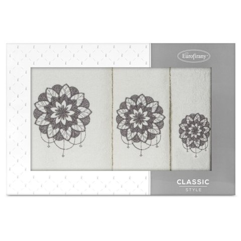 KOMPLET RĘCZNIKÓW 3 56 X 36 X 7 CM KREMOWY