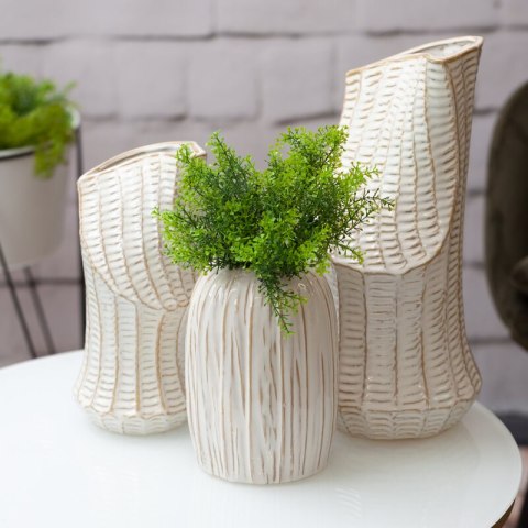 WAZON DEKORACYJNY LIZA (02) 18 X 18 X 40 CM KREMOWY WAZON DEKORACYJNY LIZA (02) 18 X 18 X 40 CM KREMOWY