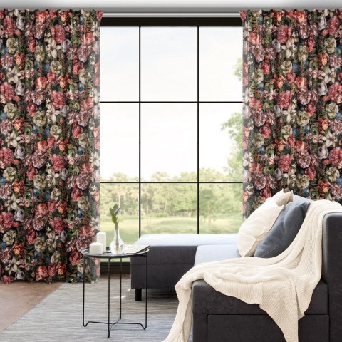 ZASŁONA GOTOWA PEONIA NA TAŚMIE 140 X 270 CM BORDOWY