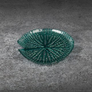 SZKLANA PATERA DEKORACYJNA MELA (01) FI 19 X 3 CM TURKUSOWY