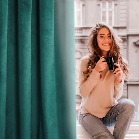 ZASŁONA GOTOWA D91 ROSA 140 X 250 CM CIEMNOTURKUSOWY ZASŁONA GOTOWA D91 ROSA 140 X 250 CM CIEMNOTURKUSOWY