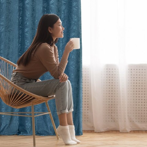 ZASŁONA GOTOWA OCTAVIA 140 X 250 CM NIEBIESKI ZASŁONA GOTOWA OCTAVIA 140 X 250 CM NIEBIESKI