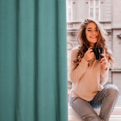 ZASŁONA GOTOWA AMARO 140 X 250 CM TURKUSOWY ZASŁONA GOTOWA AMARO 140 X 250 CM TURKUSOWY