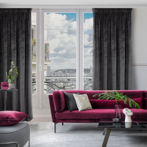 ZASŁONA GOTOWA RIVA NA TAŚMIE 140 X 270 CM CZARNY ZASŁONA GOTOWA RIVA NA TAŚMIE 140 X 270 CM CZARNY