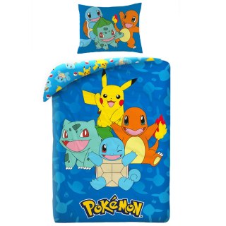 Pościel mikrofibra 140x200+1p70x90 Pokemon niebieska