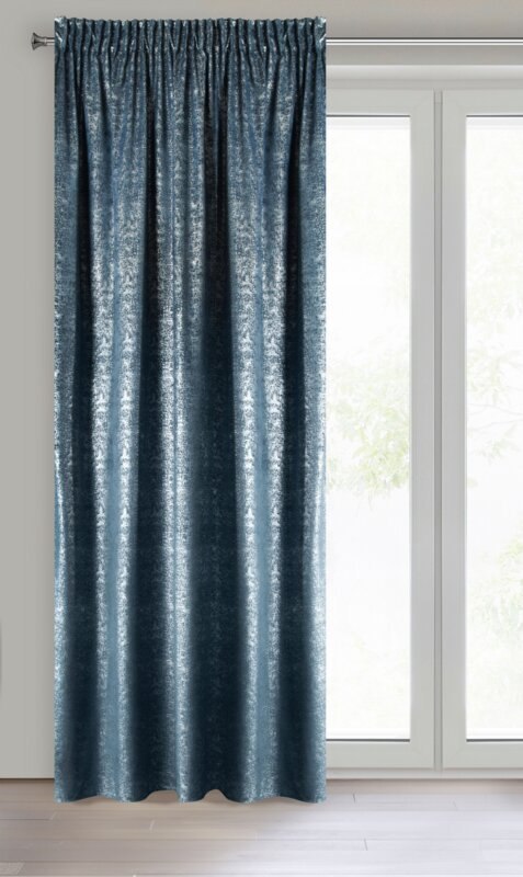 ZASŁONA GOTOWA D91 CYPR NA TAŚMIE 140 X 270 CM GRANATOWY