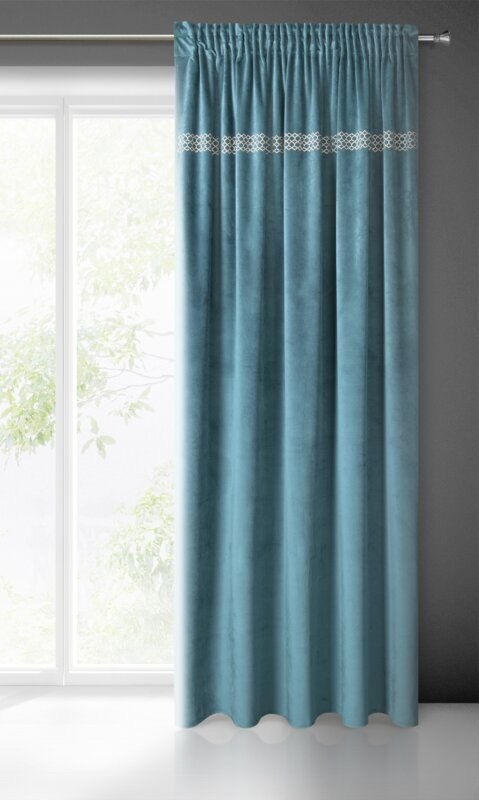 ZASŁONA GOTOWA JOVITA NA TAŚMIE 140 X 270 CM CIEMNOTURKUSOWY