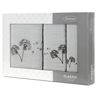 KOMPLET RĘCZNIKÓW 3 56 X 36 X 7 CM SREBRNY