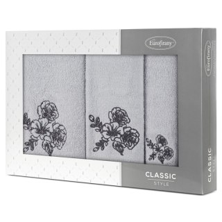 KOMPLET RĘCZNIKÓW 3 56 X 36 X 7 CM SREBRNY