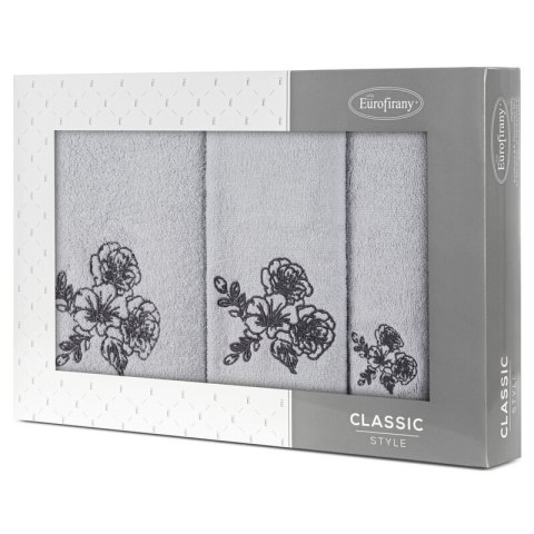 KOMPLET RĘCZNIKÓW 3 56 X 36 X 7 CM SREBRNY KOMPLET RĘCZNIKÓW 3 56 X 36 X 7 CM SREBRNY