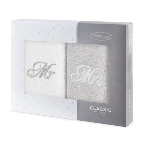 KOMPLET RĘCZNIKÓW MR MRS 47 X 37 X 7 CM BIAŁY