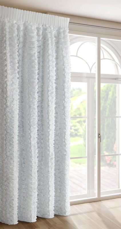 ZASŁONA GOTOWA ROSES 6 NA TAŚMIE 140 X 270 CM BIAŁY ZASŁONA GOTOWA ROSES 6 NA TAŚMIE 140 X 270 CM BIAŁY