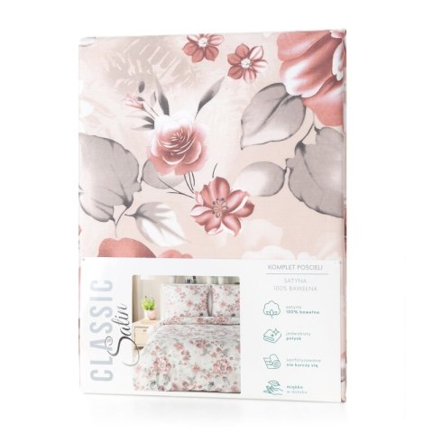 KOMPLET POŚCIELI SATYNOWEJ SPRING 42 160 X 200 CM PUDROWY RÓŻ