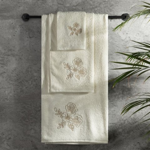 KOMPLET RĘCZNIKÓW 3 56 X 36 X 7 CM KREMOWY KOMPLET RĘCZNIKÓW 3 56 X 36 X 7 CM KREMOWY