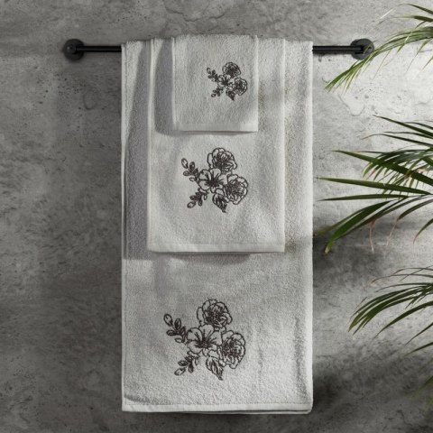 KOMPLET RĘCZNIKÓW 3 56 X 36 X 7 CM SREBRNY KOMPLET RĘCZNIKÓW 3 56 X 36 X 7 CM SREBRNY