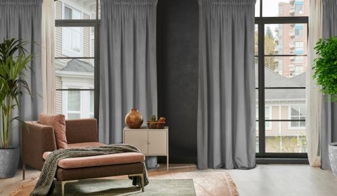 ZASŁONA GOTOWA D91 ROSA NA TAŚMIE 135 X 300 CM STALOWY