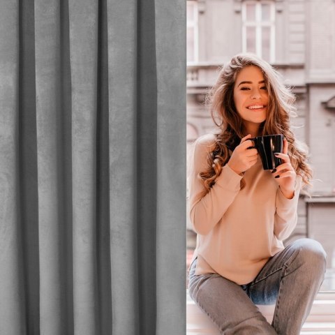 ZASŁONA GOTOWA D91 ROSA NA TAŚMIE 135 X 300 CM STALOWY