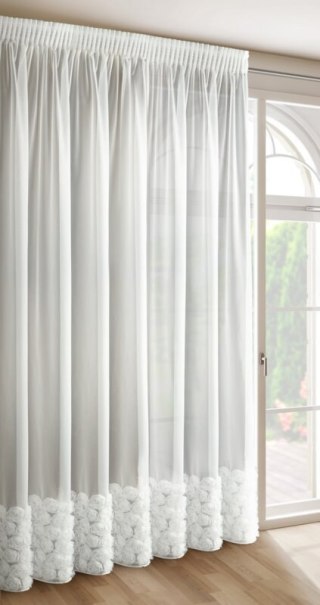 ZASŁONA GOTOWA ROSES 7 NA TAŚMIE 350 X 270 CM BIAŁY